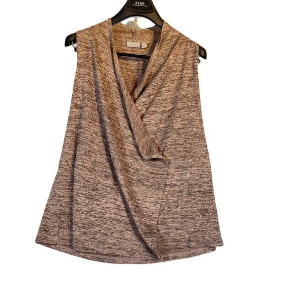 Logo Lori Goldstein Open Wrap Sweater Woman's XXS Sleeveless Heathered Brown QVC - Picture 3 of 12